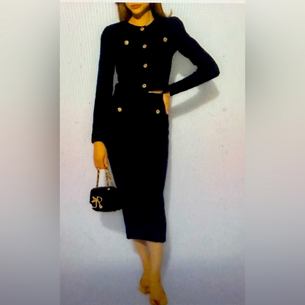 Self Portrait, Elegant‎ Navy weave Skirt, new with tags size Medium